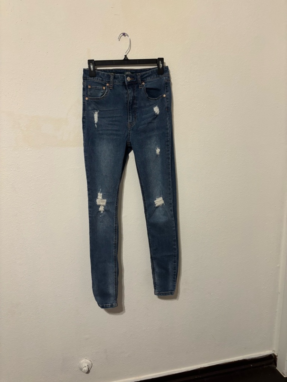 wild fable Dark Blue Distressed High-Rise Skinny Jeans